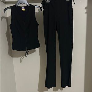 Frederick's of Hollywood Black Straight-Leg Pants Set